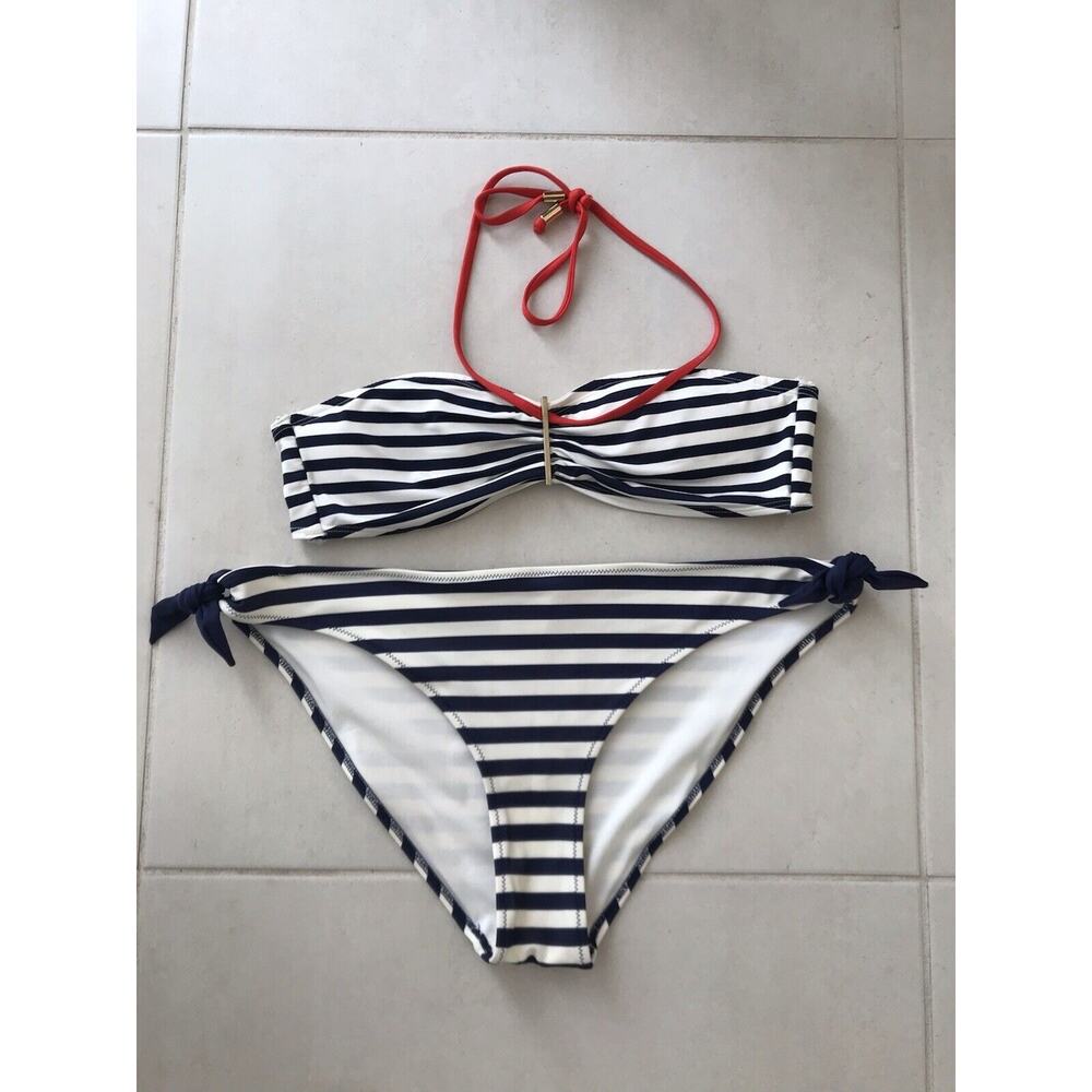 H&M Bikini Set Multicolor Striped Padded Swimsuit 10/12